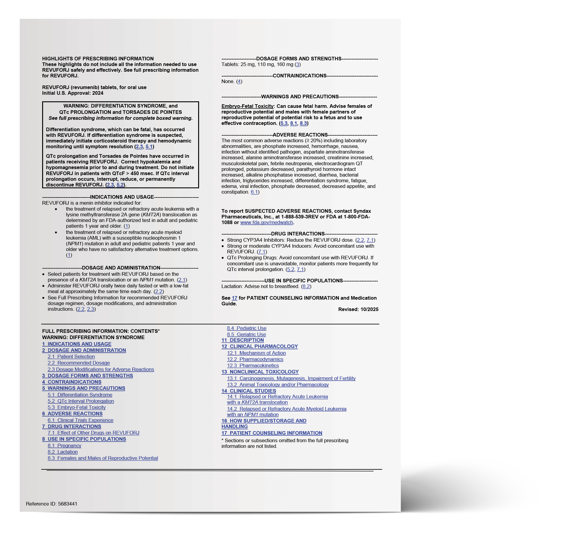 Revuforj® (revumenib) Full Prescribing Information