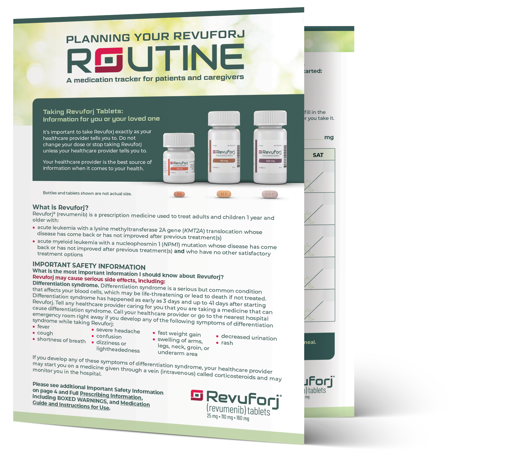 Revuforj® (revumenib) Medication Tracker for Oral Solution