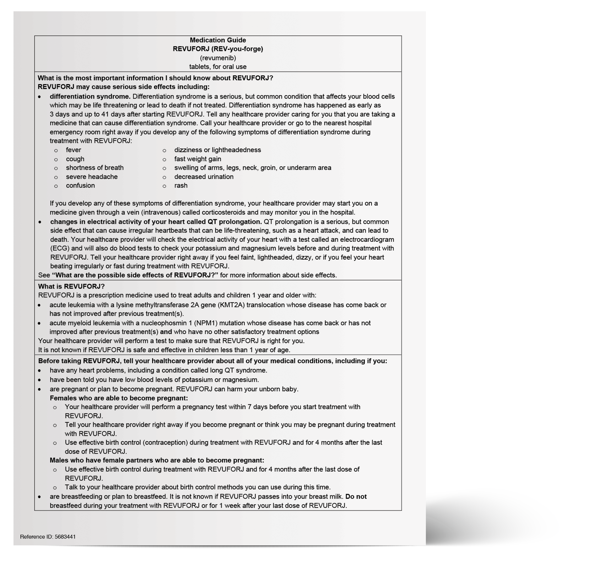 Revuforj® (revumenib) Medication Guide and Instructions for Use